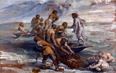 "" La peche miraculeuse "(المسودة المعجزة للأسماك) لوحة بيتر بول روبنز (1577-1640) 1618-1619 خافت 55x85 سم معرض لندن الوطني بواسطة بيتر بول روبنز