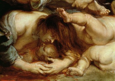 مذبحة الأبرياء ، تفاصيل أم وطفلها (زيت على لوح) بواسطة بيتر بول روبنز
