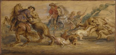 دراسة لـ "The Bear Hunt" (للكازار ، مدريد) ، حوالي 1639 (زيت على خشب) بواسطة بيتر بول روبنز