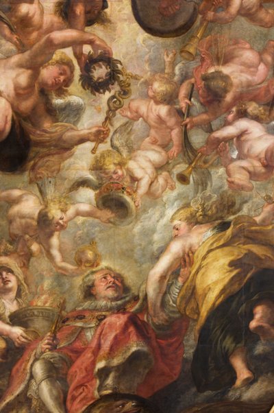 تأليه الملك جيمس الأول ، سقف روبنز ، بيت الولائم ، وايتهول ، حوالي 1629-34 (زيت على قماش) بواسطة بيتر بول روبنز