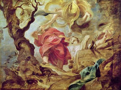 ذبيحة إسحاق ، رسم تخطيطي لقسم السقف في الكنيسة اليسوعية ، أنتويرب ، 1620-2121 بواسطة بيتر بول روبنز