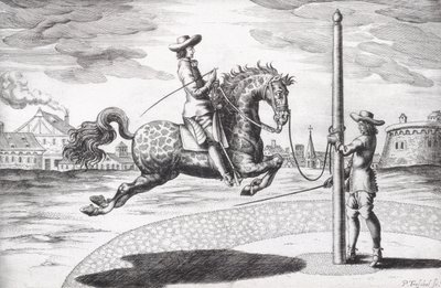 A حصان en Capriole من أطروحة جديدة لتربية الخيول كتبها Winters و Stuterey و Reit-Schul ، نقشها الفنان ، الحانة. 1672 نقش بواسطة بيتر بول تروشيل