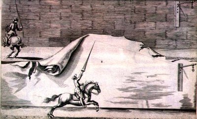 اثنان من الفرسان يتدربون على الرماح من "رسالة جديدة لتربية الخيول" كتبها وينترز وستوتيري وريت شول ، حانة. 1672 (نقش) بواسطة بيتر بول تروشيل