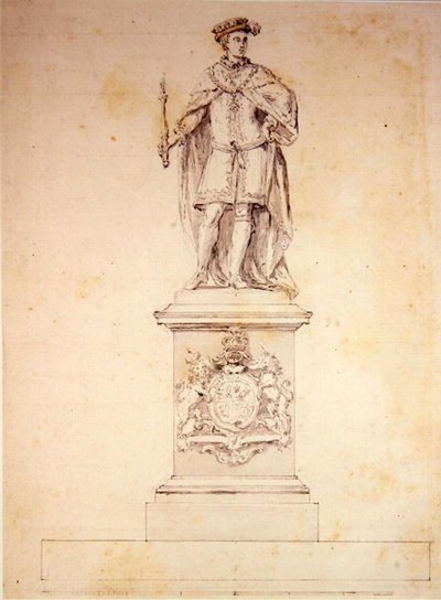 تصميم لتمثال إدوارد السادس (1537-53) حوالي 1737-39 (قلم وحبر على ورق) بواسطة بيتر شيماكرز