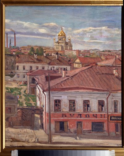 منظر لموسكو. لوحة لبيوتر إيفانوفيتش بتروفيتشيف (بيوتر بتروفيتشيف) (1874-1947)، زيت على قماش، حوالي عام 1900. الفن الروسي، القرن العشرين. متحف الدولة للفنون في جمهورية كاريليا، بتروزافودسك (روسيا). بواسطة بيتر إيفانوفيتش بتروفيتشيف