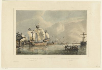 معركة بحرية على Gouwe ، 1304 معركة السفينة على Gouwe 11 أغسطس 1304 / Combat naval sur la Goude 11 Aout 1304 (العنوان على الكائن) بواسطة بيتر يوهانس شوتل