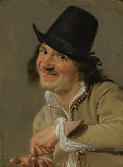 السمع: عدّ عملات رجل. . من سلسلة تجسيدات الحواس الخمس حوالي 1635 - 66 (زيت على خشب) بواسطة بيتروس ستافرينوس