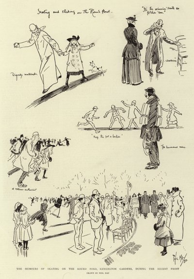 The Humours of Skating on the Round Pond ، حدائق كينسينغتون ، خلال الصقيع الأخير بواسطة فيل ماي