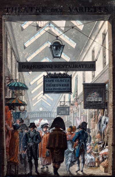 The Arcade des Panoramas في باريس ، 1807 بواسطة Philibert Louis Debucourt
