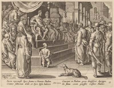 القديس بولس قبل فستوس وأغريبا بواسطة Philip Galle after Jan van der Straet