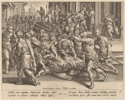 اعتقال القديس بولس بواسطة Philip Galle after Jan van der Straet