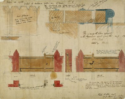 الخطط والارتفاعات للبيت الأحمر ، Bexley Heath ، 1859 (قلم وحبر ومرحاض على ورق) بواسطة فيليب ويب