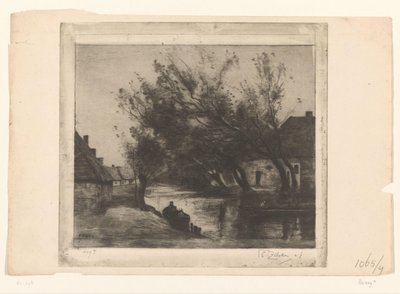 عرض القرية مع الخندق والقوارب Paysage (العنوان الأصلي) بواسطة كميل كورو