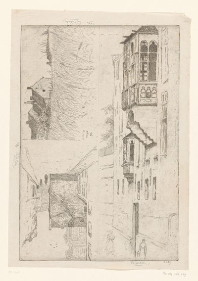 ويتفيلد مع منازل وإطلالتين على منازل في مدينة A Vleurgat. Champ de Blé / Rue Haute / Etude de la bretêche de l