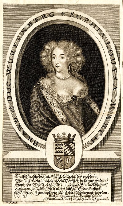 صورة لصوفي لويز من Württemberg-Stuttgart 1642-1702 ، Margravine ... ، c. 1680. بواسطة فيليب كيليان