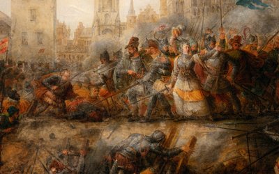 الدفاع عن تورناي من قبل أميرة إيبينوي ، فيليب أوغست هينيكين ، متحف الفنون الجميلة في تورناي بواسطة فيليب أوغست هينكين