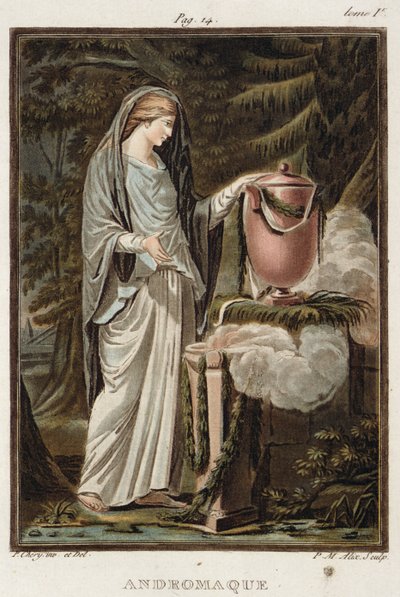 Andromache ، زي لـ "Andromache" لجان راسين ، من المجلد الأول من "بحث في الأزياء ومسرح جميع الأمم" ، منقوش بواسطة Pierre Michel Alix (1762-1817) 1802 بواسطة فيليب شيري