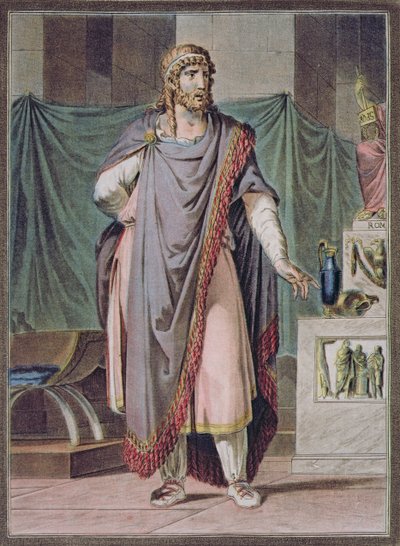 Antiochus ، زي لـ "Berenice" لجان راسين ، من المجلد الثاني من "Research on the Costumes and Theatre of All Nations" ، منقوش بواسطة Pierre Michel Alix (1762-1817) 1802 بواسطة فيليب شيري