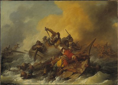 Bataille en mer entre soldats et pirates - معركة في البحر بين الجنود والقراصنة الشرقيين ، بقلم لوثيربورج ، فيليب جيمس بواسطة فيليب جاك دو لوبيرج
