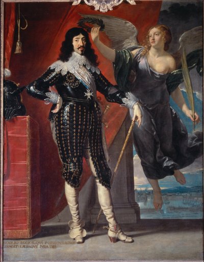 Full length portrait of Louis XIII crowns by Victory - oil on canvas بواسطة فيليب دي شامبين