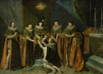 لويس الثالث عشر (1601-1643) استلام هنري دورليانز (1595-1663) دوك دي لونجفيل ، في وسام القديس إسبريت ، 1633 بواسطة فيليب دي شامبين
