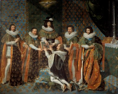 استقبال لويس الثالث عشر (1601-1643) لهنري الثاني ملك أورليانز ، دوق لونجفيل وإستوفيل ، أمير نيوفشاتيل (1595-1663) فارس وسام الروح القدس 15/05/1633 يحيط لويس الثالث عشر كلود بارتيلييه ، أمين صندوق t بواسطة فيليب دي شامبين