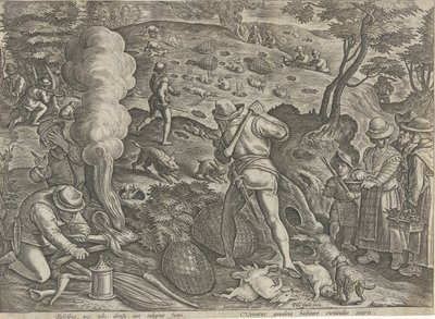 Konijnenjacht Jachttaferelen (عنوان المسلسل) وفيه كل نوع من الصيد والطيور وصيد الأسماك (عنوان السلسلة) بواسطة جان فان دير سترايت