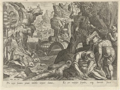 Jacht op gemzen Jachttaferelen (عنوان المسلسل) وفيه كل نوع من الصيد والطيور وصيد الأسماك (عنوان السلسلة) بواسطة جان فان دير سترايت