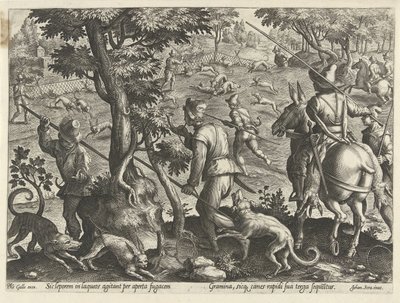 Jacht op hazen Jachttaferelen (عنوان المسلسل) وفيه كل نوع من الصيد والطيور وصيد الأسماك (عنوان السلسلة) بواسطة جان فان دير سترايت