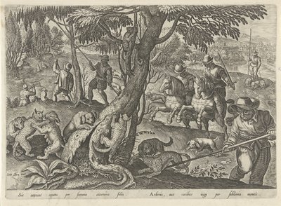 Jacht op wilde katten Jachttaferelen (عنوان المسلسل) وفيه كل نوع من الصيد والطيور وصيد الأسماك (عنوان السلسلة) بواسطة فيليبس جالي