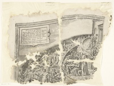 الزاوية اليسرى العلوية لطبعة مشهد سيبيس Tabula Cebetis Carta Vitae (العنوان على الكائن) بواسطة جوس دي بوشر