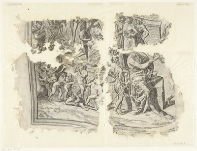 الزاوية اليسرى السفلى لطبعة مشهد سيبيس Tabula Cebetis Carta Vitae (العنوان الأصلي) بواسطة جوس دي بوشر