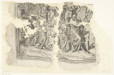 الزاوية اليسرى السفلى لطبعة مشهد سيبيس Tabula Cebetis Carta Vitae (العنوان الأصلي) بواسطة جوس دي بوشر