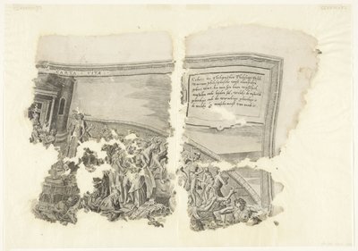 الزاوية اليمنى العليا لطبعة مشهد سيبيس Tabula Cebetis Carta Vitae (العنوان على الكائن) بواسطة جوس دي بوشر
