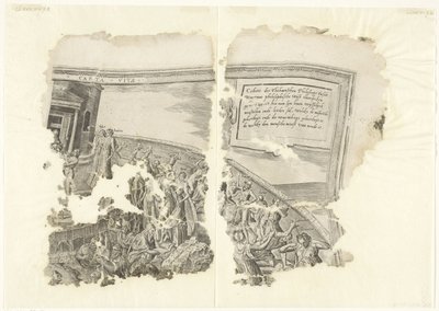 الزاوية اليمنى العليا لطبعة مشهد سيبيس Tabula Cebetis Carta Vitae (العنوان على الكائن) بواسطة جوس دي بوشر