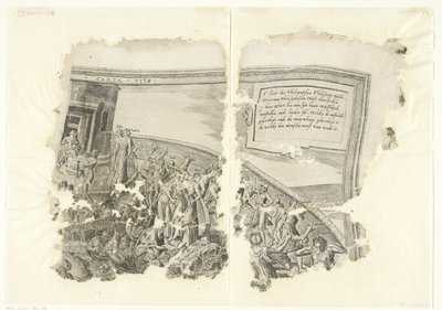 الزاوية اليمنى العليا لطبعة مشهد سيبيس Tabula Cebetis Carta Vitae (العنوان على الكائن) بواسطة جوس دي بوشر