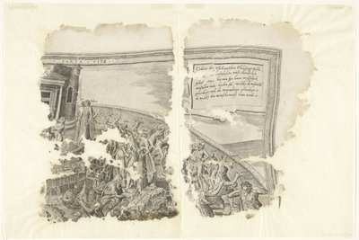 الزاوية اليمنى العليا لطبعة مشهد سيبيس Tabula Cebetis Carta Vitae (العنوان على الكائن) بواسطة جوس دي بوشر