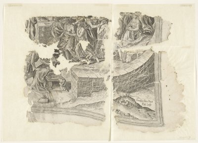 الزاوية اليمنى السفلى لطبعة مشهد سيبيس Tabula Cebetis Carta Vitae (العنوان الأصلي) بواسطة جوس دي بوشر