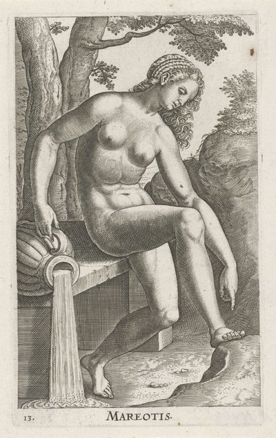 حورية البحر المائية Mareotis (العنوان على الكائن) Stroom en waternimfen (عنوان السلسلة) حوريات المحيطات ، Ephidrid potamidus Naiad (عنوان المسلسل) بواسطة فيليبس جالي