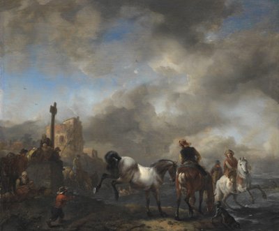 حصان بالقرب من حجر الحدود بواسطة فيليبس Wwwerman