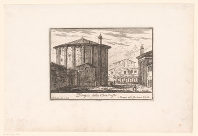 منظر لمعبد فيستا Tempio della Dea Veste (العنوان على الكائن) مناظر لروما القديمة والحديثة (عنوان السلسلة) Varie Vedute di Roma Antica، e Moderna (عنوان السلسلة) بواسطة فيلوتي فرانسوا دوفلوس