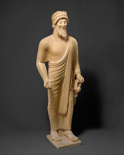 تمثال من الحجر الجيري لرجل ملتح مع القرابين النذرية ، حوالي 475-450 قبل الميلاد (الحجر الجيري) بواسطة الفينيقيون الفينيقيون