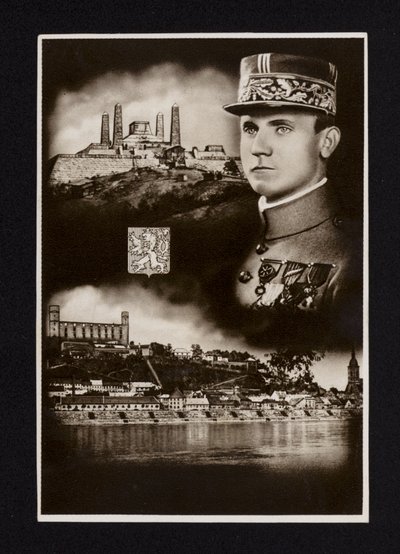 Milan Ratislav Stepanik, Slovak soldier who served as a general in the French Army in the First World War and as Minister of War for Czechoslovakia (b/w photo) بواسطة مصور تشيكي