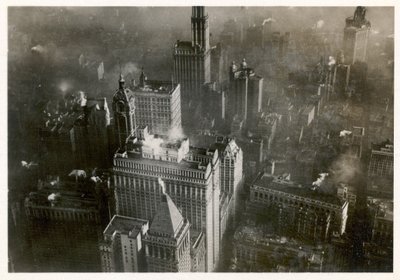 صورة جوية لوسط مدينة مانهاتن ، مأخوذة من LZ 127 Graf Zeppelin ، نيويورك 1928 (b / w photo) بواسطة مصور فوتوغرافي ألماني