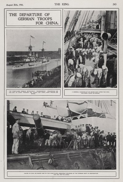 رحيل القوات الألمانية إلى الصين لقمع تمرد الملاكمين ، أغسطس 1900 (b / w photo) بواسطة مصور فوتوغرافي ألماني