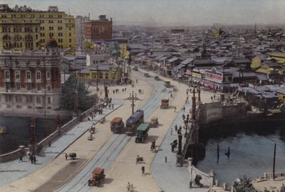 اليابان ، حوالي عام 1912: شارع نيهونباشي ، طوكيو (الصورة) بواسطة مصور فوتوغرافي ياباني