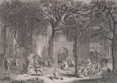 Hindu Fakirs ممارسة شعائرهم الخرافية ، نقشها Bell ، من World Religion ، نشرها A. Fullarton & Co. بواسطة بيكارت