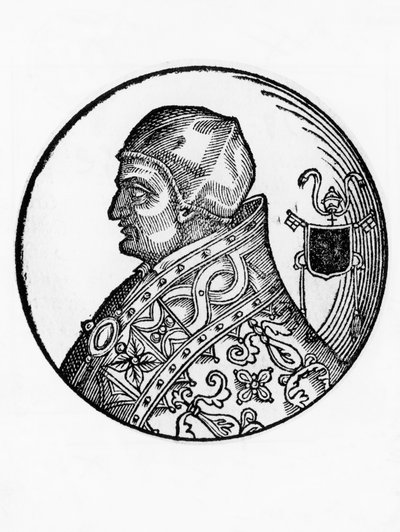 Portrait of Sabinian (died 606), 65th Pope of Catholic Church from 604, engraving بواسطة بليز نيكولا لو سوير