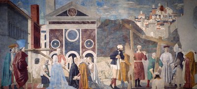 تفاصيل من Legend of the True Cross تظهر اكتشاف True Cross والتحقق منها ، بواسطة Piero della Francesca بواسطة بييرو ديلا فرانشيسكا
