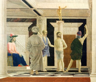 جلد المسيح بقلم بييرو ديلا فرانشيسكا (1412-1492) ، تمبرا على لوح ، 58x81،5 سم ، التفاصيل بواسطة بييرو ديلا فرانشيسكا